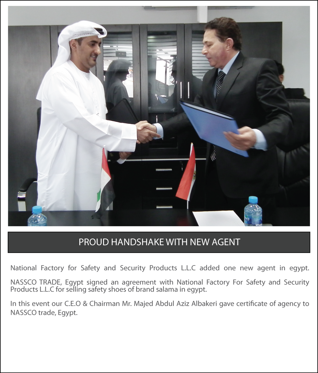 Signed an agreement with NASSCO TRADE, Egypt 